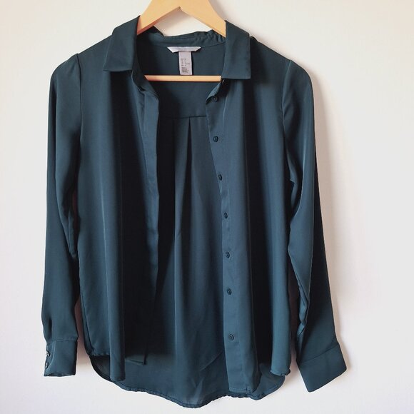 H&M Long-sleeved Emerald Green Blouse - Picture 5 of 6